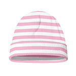 Pink And White Striped Pattern Print Beanie