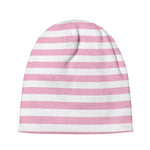 Pink And White Striped Pattern Print Beanie