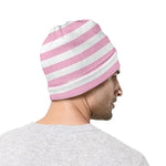 Pink And White Striped Pattern Print Beanie
