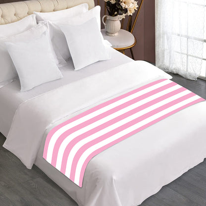 Pink And White Striped Pattern Print Bed Runner