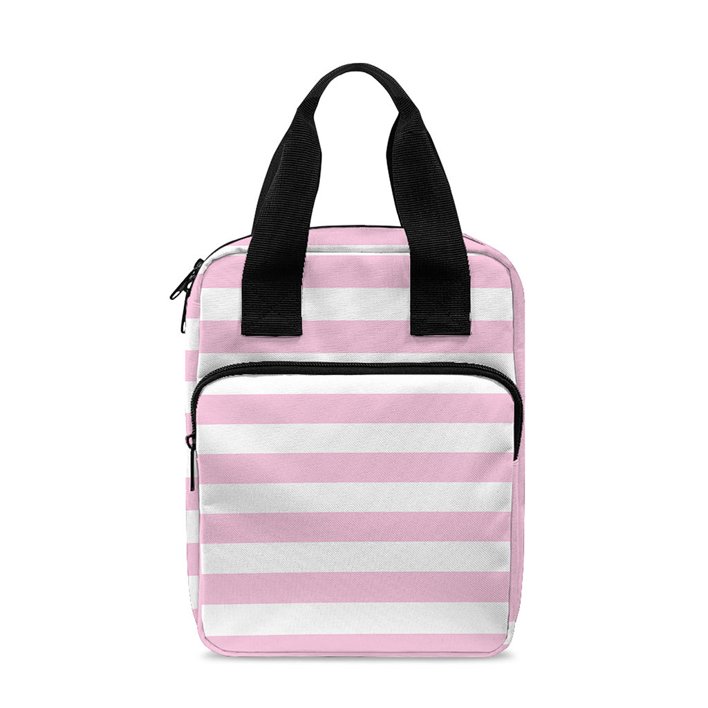 Pink And White Striped Pattern Print Bible Tote Bag