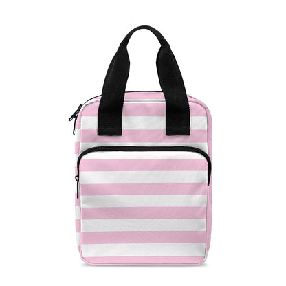 Pink And White Striped Pattern Print Bible Tote Bag