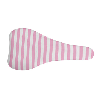 Pink And White Striped Pattern Print Bicycle Seat Cover