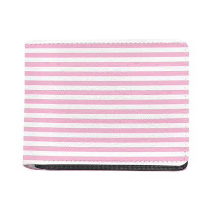 Pink And White Striped Pattern Print Bifold Wallet