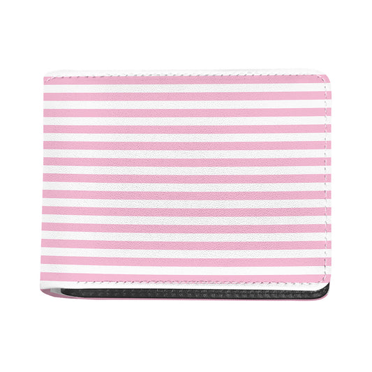 Pink And White Striped Pattern Print Bifold Wallet