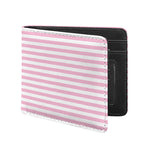 Pink And White Striped Pattern Print Bifold Wallet