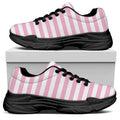 Pink And White Striped Pattern Print Black Chunky Shoes