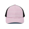 Pink And White Striped Pattern Print Black Mesh Trucker Hat