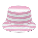 Pink And White Striped Pattern Print Bucket Hat