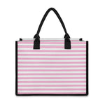 Pink And White Striped Pattern Print Canvas Tote Bag