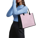 Pink And White Striped Pattern Print Canvas Tote Bag