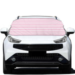 Pink And White Striped Pattern Print Car Windshield Snow Cover