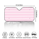 Pink And White Striped Pattern Print Car Windshield Sun Shade