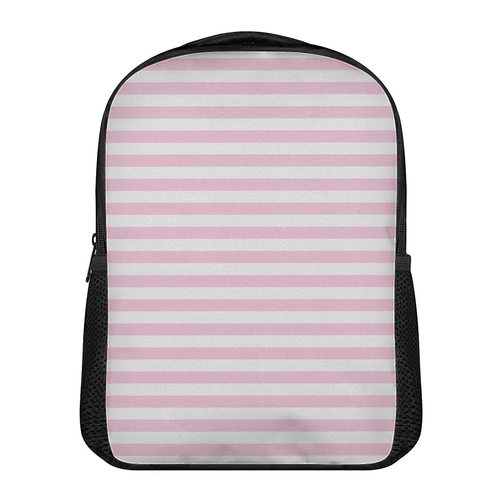 Pink And White Striped Pattern Print Casual Backpack