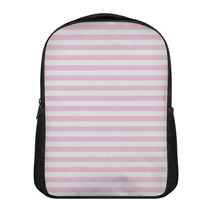 Pink And White Striped Pattern Print Casual Backpack