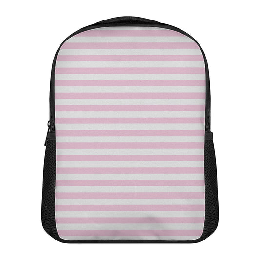 Pink And White Striped Pattern Print Casual Backpack