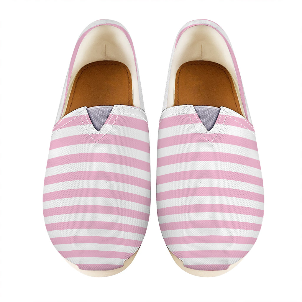 Pink And White Striped Pattern Print Casual Shoes