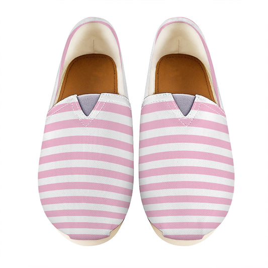 Pink And White Striped Pattern Print Casual Shoes