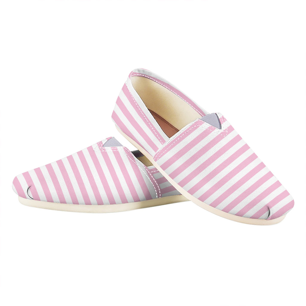 Pink And White Striped Pattern Print Casual Shoes