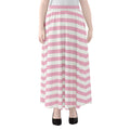 Pink And White Striped Pattern Print Chiffon Maxi Skirt