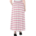 Pink And White Striped Pattern Print Chiffon Maxi Skirt