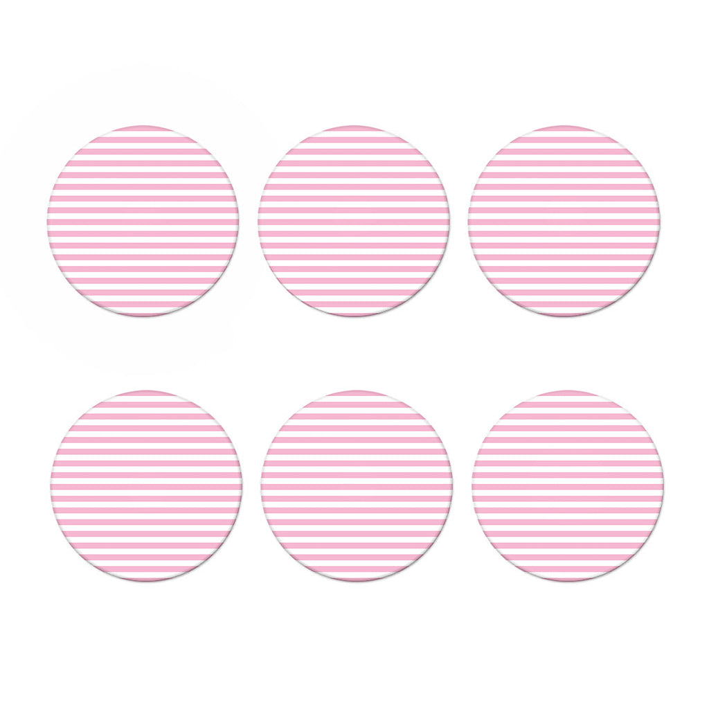 Pink And White Striped Pattern Print Coaster Set