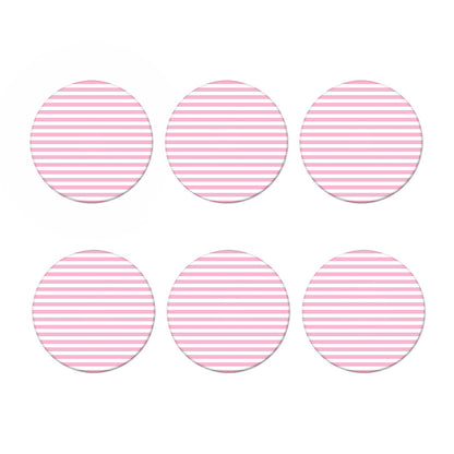 Pink And White Striped Pattern Print Coaster Set