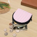 Pink And White Striped Pattern Print Coin Purse