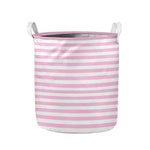 Pink And White Striped Pattern Print Collapsible Laundry Basket