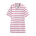 Pink And White Striped Pattern Print Cotton Hawaiian Shirt