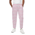 Pink And White Striped Pattern Print Cotton Sweatpants