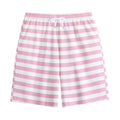 Pink And White Striped Pattern Print Cotton Shorts