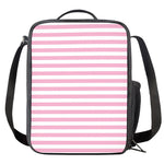 Pink And White Striped Pattern Print Crossbody Lunch Bag