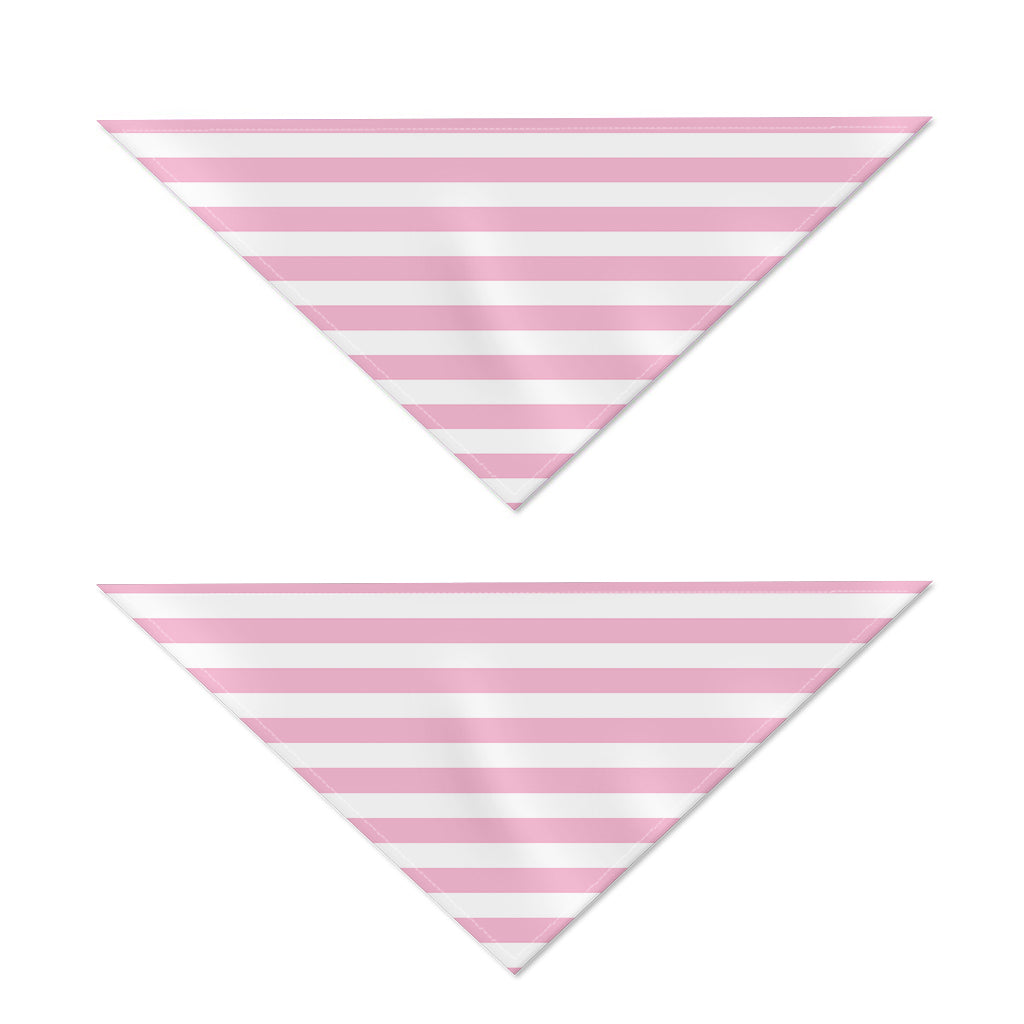 Pink And White Striped Pattern Print Dog Bandana