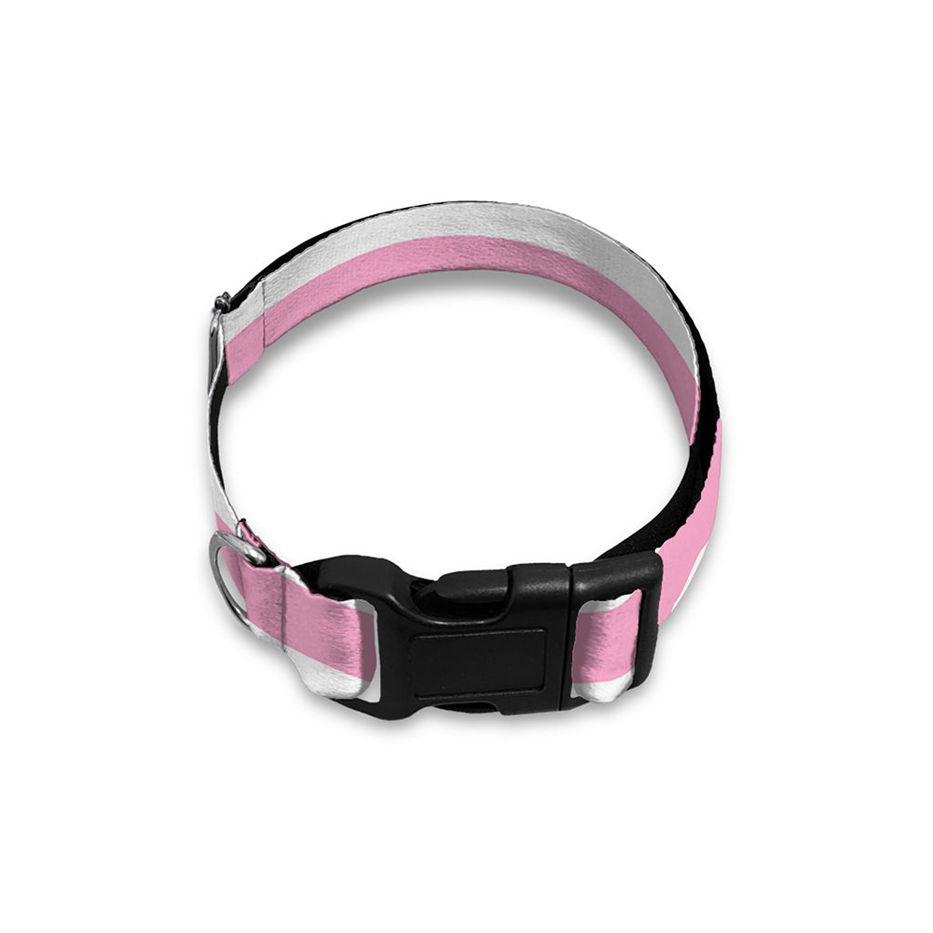Pink And White Striped Pattern Print Dog Collar