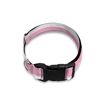Pink And White Striped Pattern Print Dog Collar
