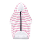 Pink And White Striped Pattern Print Dog Zip Up Hoodie