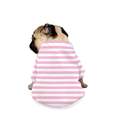 Pink And White Striped Pattern Print Dog Zip Up Jacket