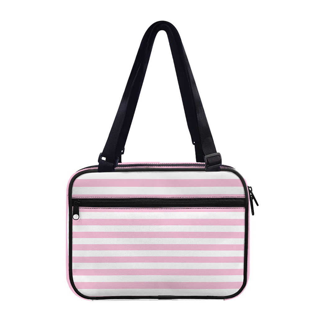 Pink And White Striped Pattern Print Double Strap Bible Bag