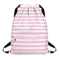 Pink And White Striped Pattern Print Drawstring Backpack