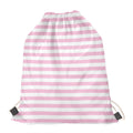 Pink And White Striped Pattern Print Drawstring Bag