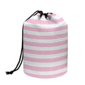 Pink And White Striped Pattern Print Drawstring Makeup Bag
