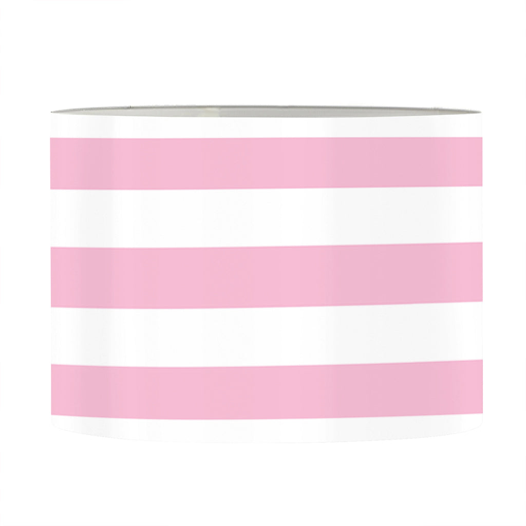 Pink And White Striped Pattern Print Drum Lamp Shade