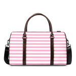 Pink And White Striped Pattern Print Duffle Bag
