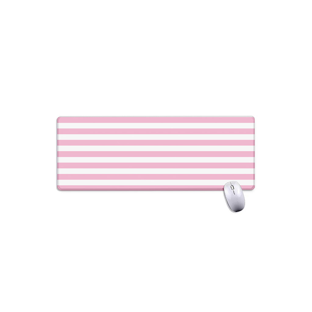 Pink And White Striped Pattern Print Extended Mouse Pad