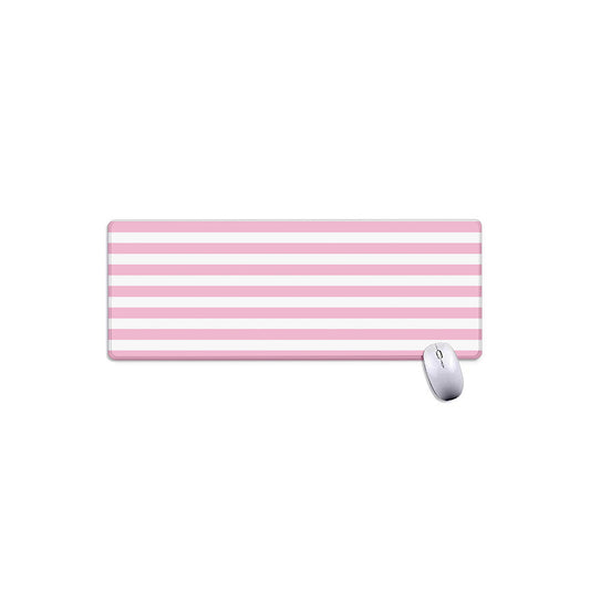 Pink And White Striped Pattern Print Extended Mouse Pad