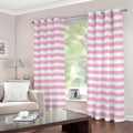 Pink And White Striped Pattern Print Extra Wide Grommet Curtains