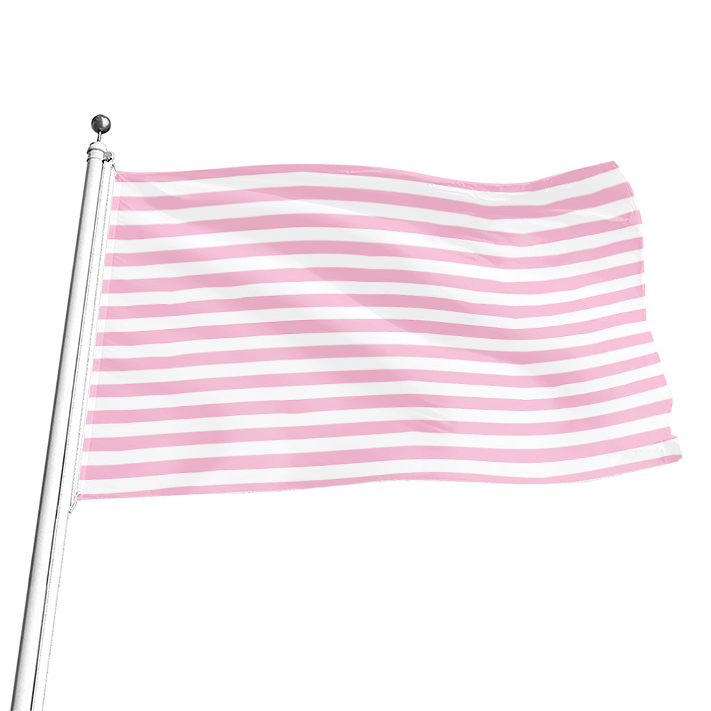 Pink And White Striped Pattern Print Flag