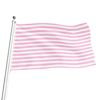 Pink And White Striped Pattern Print Flag