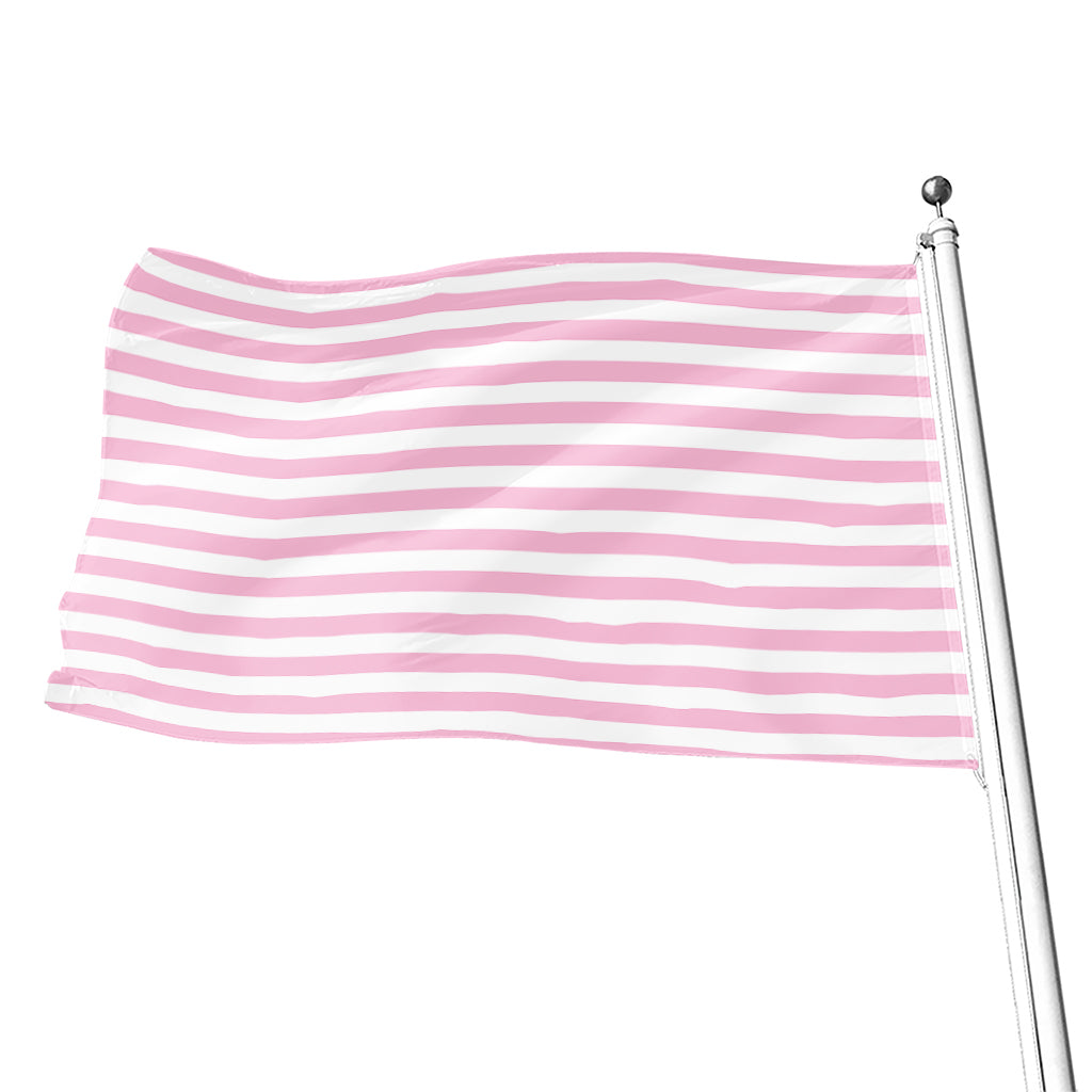 Pink And White Striped Pattern Print Flag